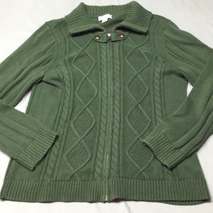 Christopher & Banks zip forest green sweater